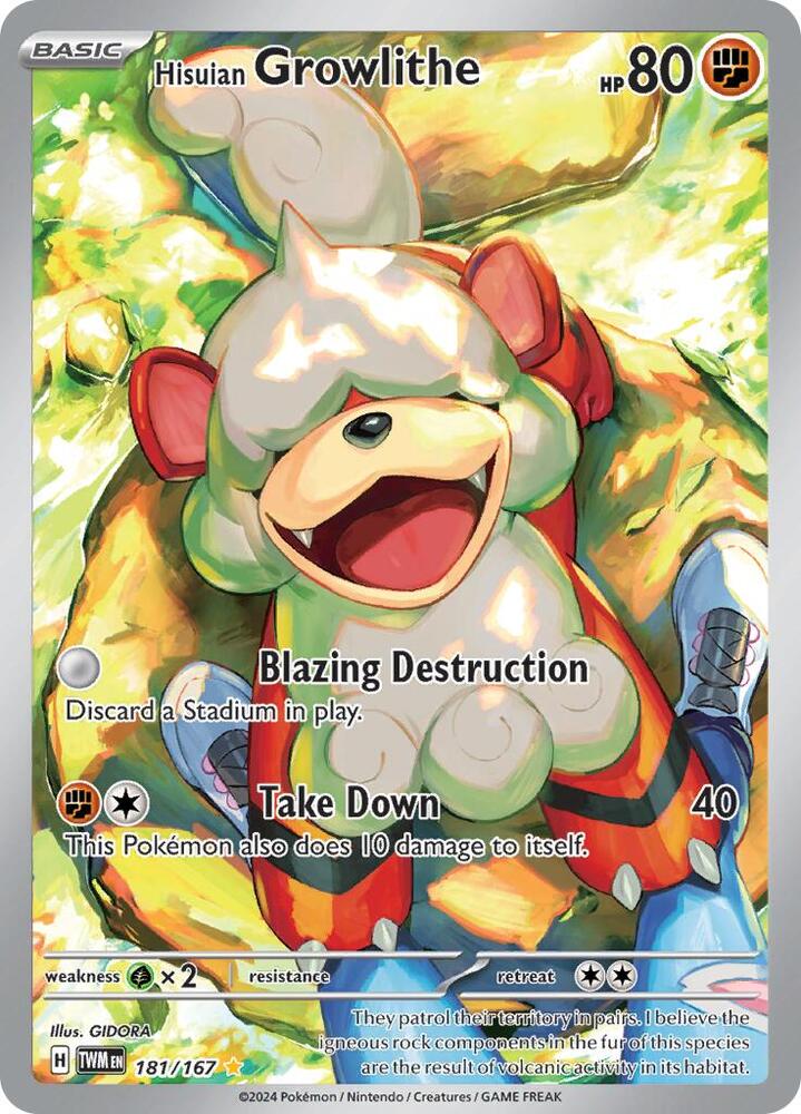 Hisuian Growlithe - 181/167 - SV06: Twilight Masquerade (TWM)