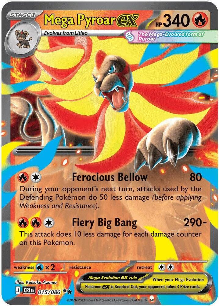 Mega Pyroar ex - 015/086 - ME04: Chaos Rising (CRI)