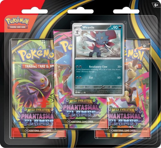 [10-10187-122] Phantasmal Flames 3 Pack Blister [Weavile] - ME02: Phantasmal Flames (PFL)(Ingles)