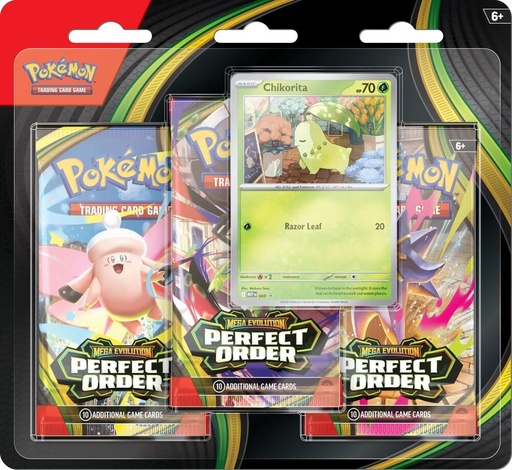 [10-10375-108] Perfect Order 3 Pack Blister [Chikorita] - ME03: Perfect Order (ME03) (Ingles)